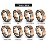 font options for inside engraving on rose gold & blue tater tots rings