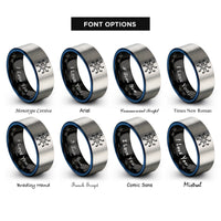 font options for inside engraving on black & blue & silver tattoo neural port rings