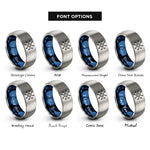 font options for inside engraving on blue & silver tattoo neural port rings