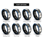 font options for inside engraving on black & blue & gray taurus rings