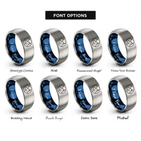 font options for inside engraving on blue & grey taurus constellation rings