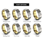font options for inside engraving on gold & gray taurus moon rings