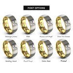 font options for inside engraving on gold & grey taurus moon rings