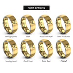 font options for inside engraving on gold & gray taurus moon rings