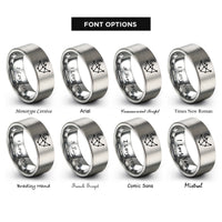 font options for inside engraving on silver taurus moon rings