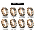 font options for inside engraving on rose gold taurus moon rings