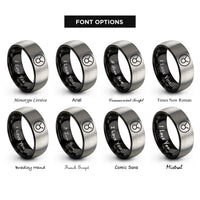 font options for inside engraving on black & silver taurus sign circle rings