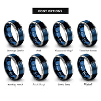 font options for inside engraving on blue & silver taurus sign circle rings