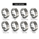 font options for inside engraving on silver taxi rings