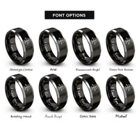 font options for inside engraving on black & silver taxiway sign rings