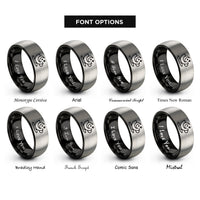 font options for inside engraving on black & silver tea cup tasseography rings