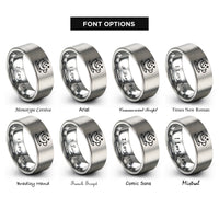 font options for inside engraving on grey tea cup tasseography rings
