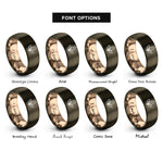 font options for inside engraving on gunmetal & rose gold tea leaf rings