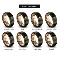 font options for inside engraving on gunmetal & rose gold tea leaf rings