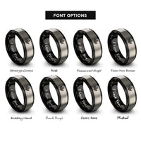 font options for inside engraving on black & grey tea leaf pattern rings