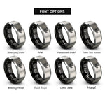 font options for inside engraving on black & grey tea leaf pattern rings