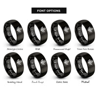 font options for inside engraving on black tea leaf pattern rings