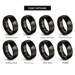 font options for inside engraving on black tea leaf sprig rings