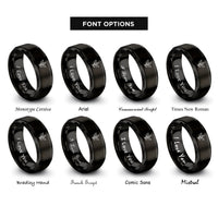 font options for inside engraving on black tea leaf sprig rings