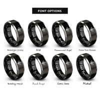 font options for inside engraving on black & grey tea leaves rings