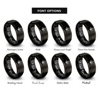 font options for inside engraving on black tea leaves rings