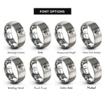 font options for inside engraving on grey tea leaves rings