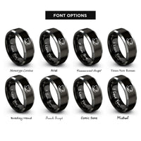 font options for inside engraving on black & silver teacup saucer rings