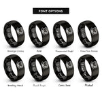 font options for inside engraving on black teacup saucer rings