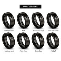 font options for inside engraving on black teacup saucer rings