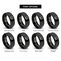 font options for inside engraving on black teacup saucer rings