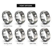 font options for inside engraving on gray teacup saucer rings