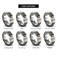 font options for inside engraving on grey teacup saucer rings