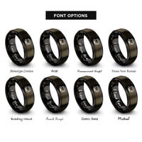 font options for inside engraving on gunmetal & black teacup saucer rings
