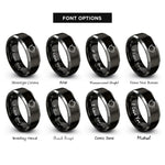 font options for inside engraving on black & grey teapot rings