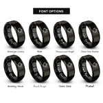 font options for inside engraving on black teapot rings