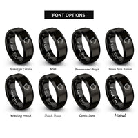 font options for inside engraving on black teapot rings