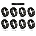 font options for inside engraving on black teapot rings