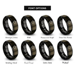 font options for inside engraving on gunmetal & black teapot rings