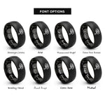font options for inside engraving on black tear drop rings