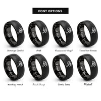 font options for inside engraving on black tear drop rings