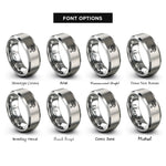 font options for inside engraving on grey tear drop rings