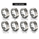 font options for inside engraving on grey tear drop rings