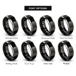 font options for inside engraving on black & gray teardrop clef rings
