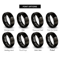 font options for inside engraving on black teardrop clef rings