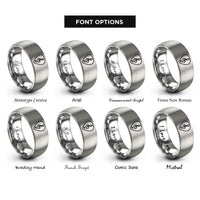 font options for inside engraving on silver teardrop clef rings