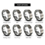 font options for inside engraving on silver teardrop clef rings
