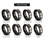 font options for inside engraving on black & silver teardrop cross dove rings