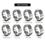 font options for inside engraving on grey teardrop cross dove rings