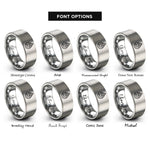 font options for inside engraving on gray teardrop cross dove rings