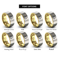 font options for inside engraving on gold & silver teardrop heart rings